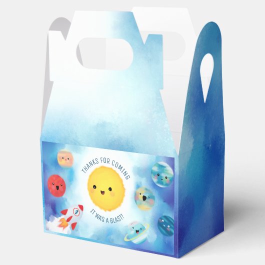 Ruimtevaartthema Buitenruimte Raket 1e verjaardag  Bedankdoosjes (Geopend)