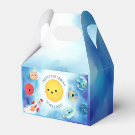 Ruimtevaartthema Buitenruimte Raket 1e verjaardag  Bedankdoosjes