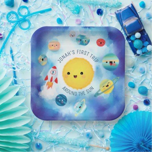 Ruimtevaartthema Buitenruimte Raket 1e verjaardag Papieren Bordje (Feest)