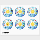 Ruimtevaartthema Buitenruimte Raket 1e verjaardag Ronde Sticker (Vel)