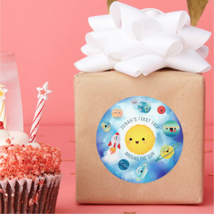 Ruimtevaartthema Buitenruimte Raket 1e verjaardag Ronde Sticker