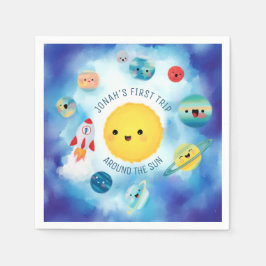 Ruimtevaartthema Buitenruimte Raket 1e verjaardag Servet