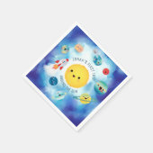 Ruimtevaartthema Buitenruimte Raket 1e verjaardag Servet (Hoek)