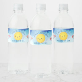 Ruimtevaartthema Buitenruimte Raket 1e verjaardag Waterfles Etiket