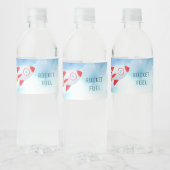 Ruimtevaartthema Buitenruimte Raket 1e verjaardag Waterfles Etiket (Flessen)