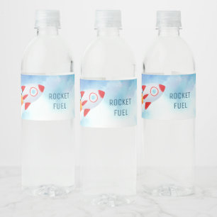 Ruimtevaartthema Buitenruimte Raket 1e verjaardag Waterfles Etiket