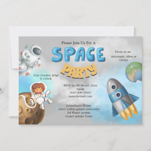 Ruimtevaartthema schattige raket kaart (Voorkant)