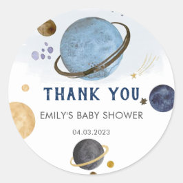 Ruimtevaartthema Waterverf, Baby shower Ronde Sticker
