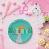 Ruimtevaarttijdperk Cartoon House Paper Borden Papieren Bordje (Feest)