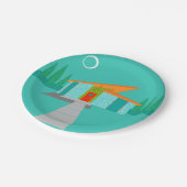 Ruimtevaarttijdperk Cartoon House Paper Borden Papieren Bordje (Gekanteld)