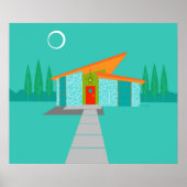 Ruimtevaarttijdperk Cartoon House Poster (Voorkant)