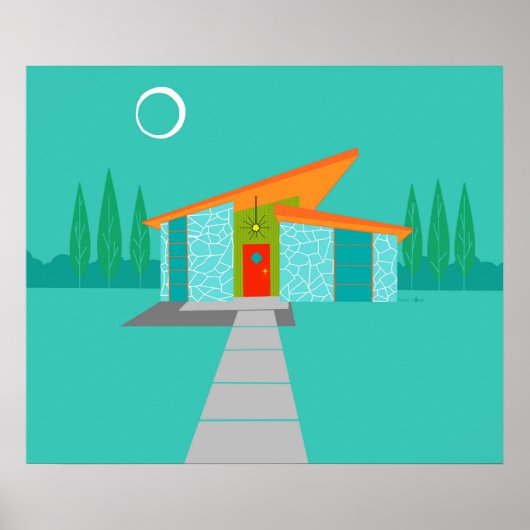 Ruimtevaarttijdperk Cartoon House Poster (Voorkant)