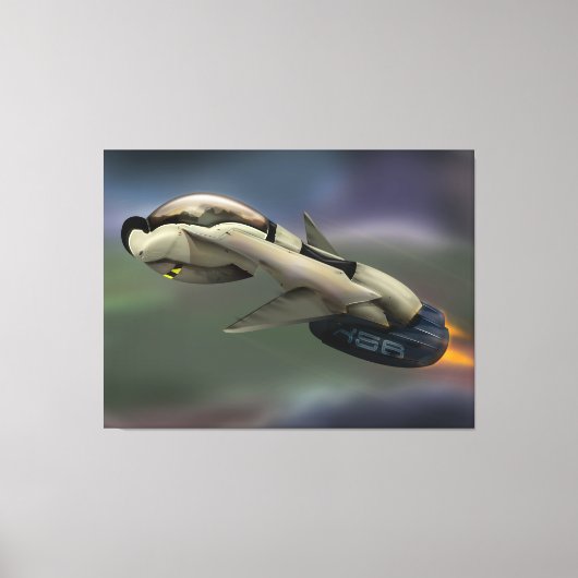 Ruimtevaartuig dat door een planeet vliegt canvas afdruk (Voorkant)
