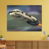 Ruimtevaartuig dat door een planeet vliegt canvas afdruk (Insitu (Woonkamer))