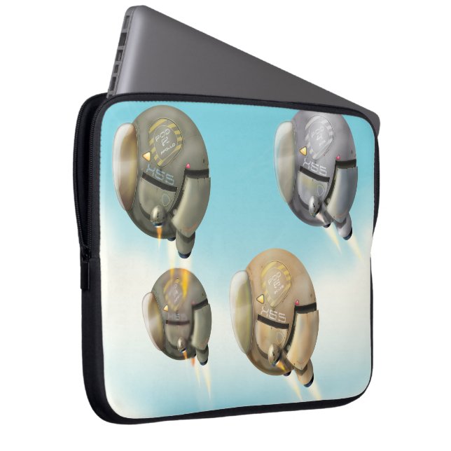 Ruimtevaartuig dat door een planeet vliegt laptop sleeve (Voorkant Rechts)
