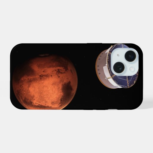Ruimtevaartuig met de Perseverance Rover iPhone 15 Case (Achterkant horizontaal)