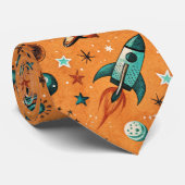  ruimtevaartuig Rocket Ships Pattern -Cosmos(1) Stropdas (Opgerold)