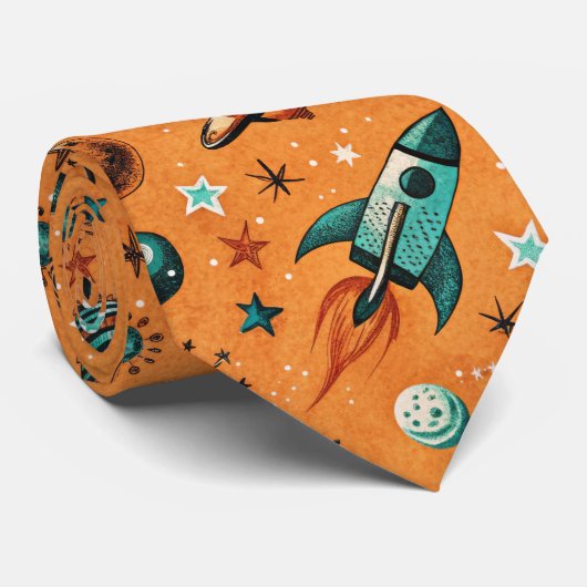 ruimtevaartuig Rocket Ships Pattern -Cosmos(1) Stropdas (Opgerold)