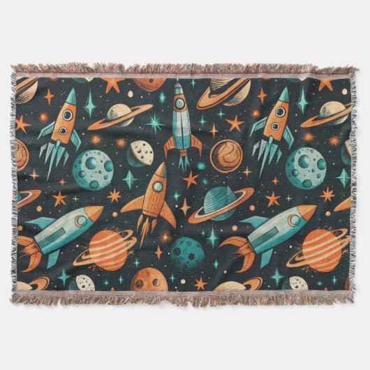 ruimtevaartuig Rocket Ships Pattern -Cosmos(2) Deken (Voorkant)
