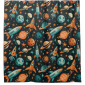 ruimtevaartuig Rocket Ships Pattern -Cosmos(2) Douchegordijn (Voorkant)