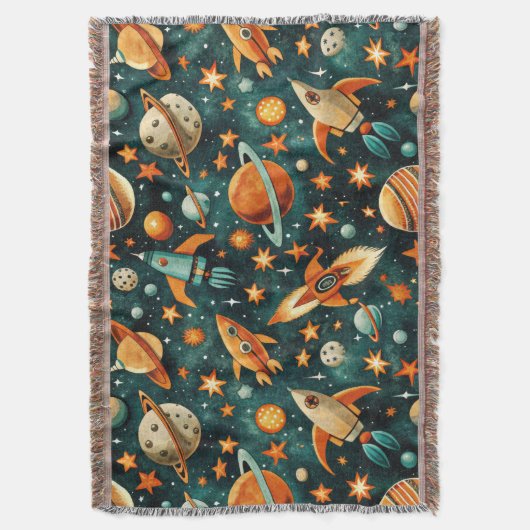  ruimtevaartuig Rocket Ships Pattern -Cosmos(3) Deken (Voorkant Verticaal)