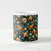 ruimtevaartuig Rocket Ships Pattern -Cosmos(3) Grote Koffiekop (Voorkant)