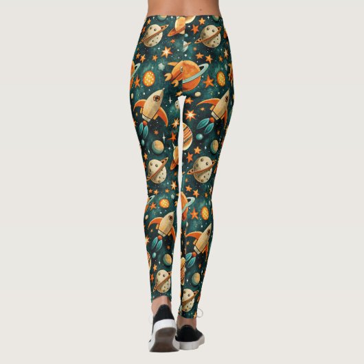 ruimtevaartuig Rocket Ships Pattern -Cosmos(3) Leggings (Achterkant)