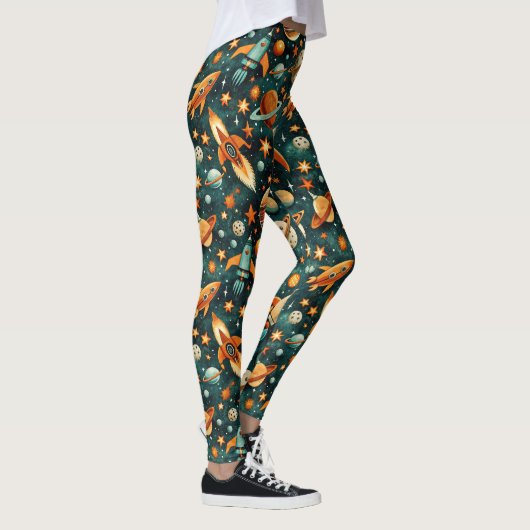 ruimtevaartuig Rocket Ships Pattern -Cosmos(3) Leggings (Rechts)