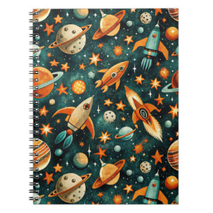 ruimtevaartuig Rocket Ships Pattern -Cosmos(3) Notitieboek