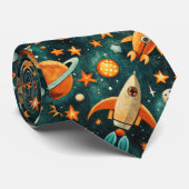  ruimtevaartuig Rocket Ships Pattern -Cosmos(3) Stropdas (Opgerold)