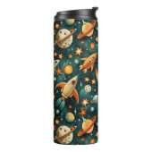  ruimtevaartuig Rocket Ships Pattern -Cosmos(3) Thermosbeker (Gedraaid links)