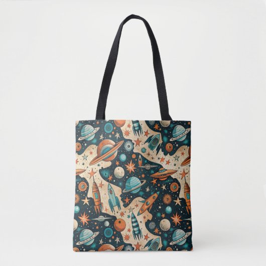 ruimtevaartuig Rocket Ships Pattern -Cosmos(4) Tote Bag (Voorkant)