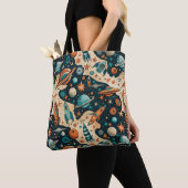ruimtevaartuig Rocket Ships Pattern -Cosmos(4) Tote Bag (Dichtbij)