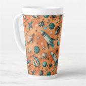  ruimtevaartuig Rocket Ships Pattern -Cosmos(5) Latte Mok (Linkerhoek)