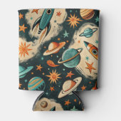 ruimtevaartuig Rocket Ships Pattern -Cosmos(6) Blikjeskoeler (Voorkant)