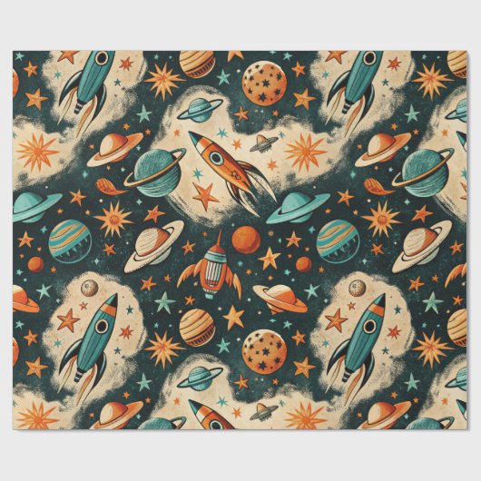  ruimtevaartuig Rocket Ships Pattern -Cosmos(6) Cadeaupapier (Vlak)
