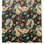 ruimtevaartuig Rocket Ships Pattern -Cosmos(6) Douchegordijn (Voorkant)