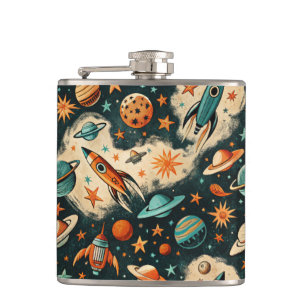  ruimtevaartuig Rocket Ships Pattern -Cosmos(6) Heupfles
