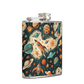  ruimtevaartuig Rocket Ships Pattern -Cosmos(6) Heupfles (Rechts)