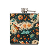  ruimtevaartuig Rocket Ships Pattern -Cosmos(6) Heupfles (Achterkant)