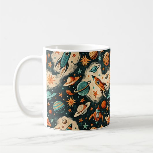  ruimtevaartuig Rocket Ships Pattern -Cosmos(6) Koffiemok (Links)