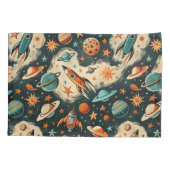 ruimtevaartuig Rocket Ships Pattern -Cosmos(6) Kussensloop (Achterkant-Links)