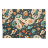 ruimtevaartuig Rocket Ships Pattern -Cosmos(6) Kussensloop (Voorkant-Links)