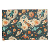 ruimtevaartuig Rocket Ships Pattern -Cosmos(6) Kussensloop (Voorkant-Rechts)