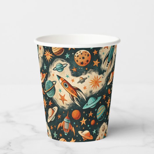  ruimtevaartuig Rocket Ships Pattern -Cosmos(6) Papieren Bekers (Achterkant)