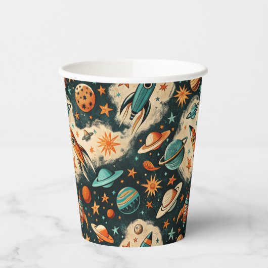  ruimtevaartuig Rocket Ships Pattern -Cosmos(6) Papieren Bekers (Links)