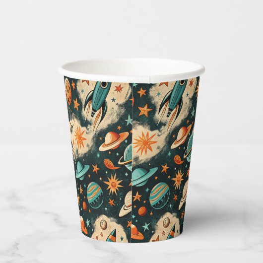  ruimtevaartuig Rocket Ships Pattern -Cosmos(6) Papieren Bekers (Rechts)