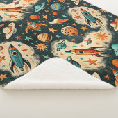  ruimtevaartuig Rocket Ships Pattern -Cosmos(6) Sherpa Deken (3/4)
