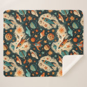  ruimtevaartuig Rocket Ships Pattern -Cosmos(6) Sherpa Deken (Voorkant (horizontaal))