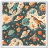  ruimtevaartuig Rocket Ships Pattern -Cosmos(6) Sticker (Voorkant)